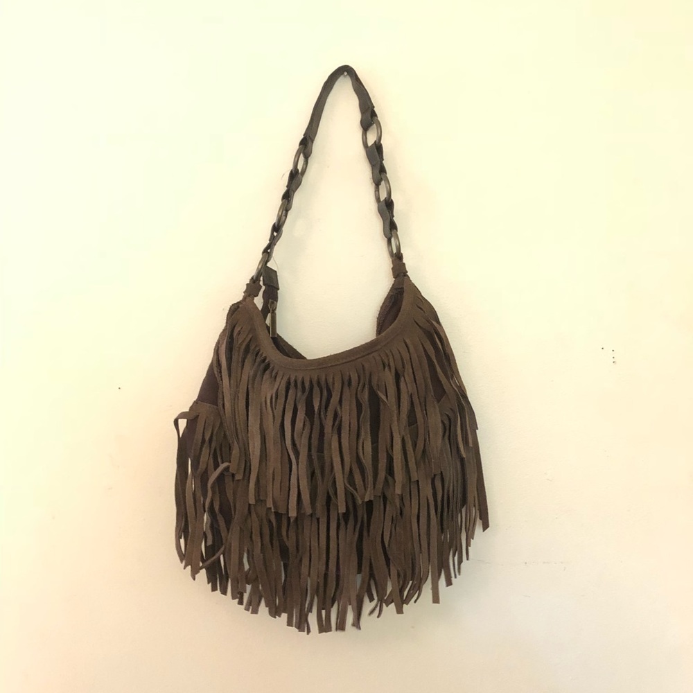 MOVING SALE! brown suede fringe shoulder bag